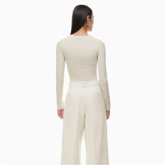 Aritzia Babaton empire sculpt long sleeve top matte pearl small - Picture 3 of 7